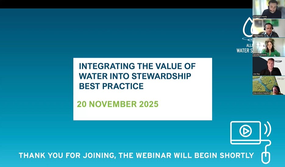 AWS webinar slide on valuing water